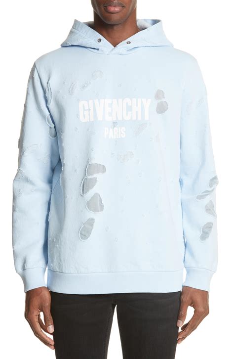 givenchy hoodie ripped blue|reversible Givenchy black hoodie.